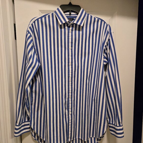 Women's shirt by Polo/Ralph Lauren size 12 blue and white striped - Picture 1 of 3